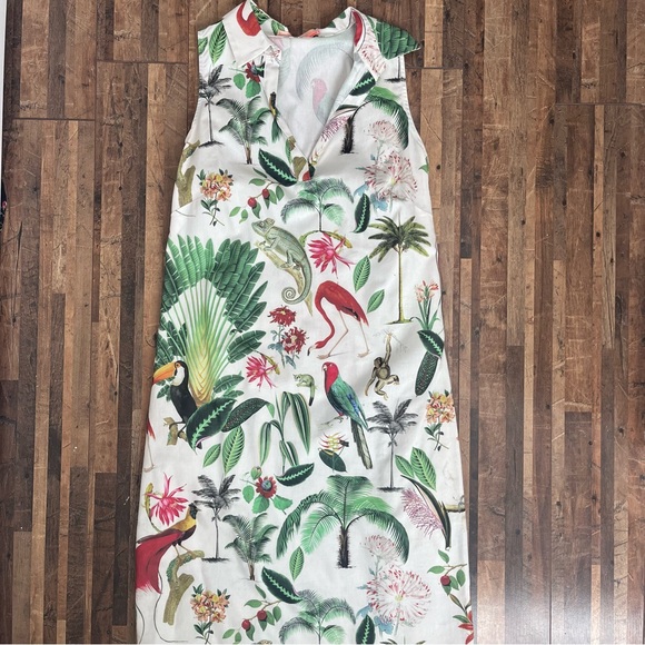 Vilagallo Jungle Tropical Print Sleeveless Dress White US Sz 4 - Picture 15 of 16
